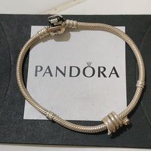 Load image into Gallery viewer, Pandora Sterling Silver 7&quot; Snakechain Bracelet w/ Coiled Snake Charm 790171

