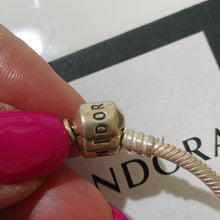 Load image into Gallery viewer, Pandora Sterling Silver 7&quot; Snakechain Bracelet w/ Coiled Snake Charm 790171
