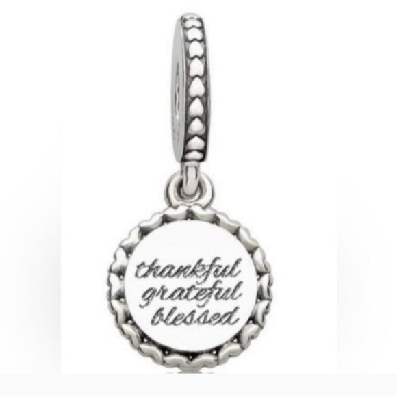 Pandora Sterling Silver Thankful, Grateful, Blessed Dangle Charm Eng792018_11