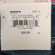 Load image into Gallery viewer, Girl&#39;s SO Favorite Super soft Stretch Denim Bermuda Shorts, Light Wash, size 12
