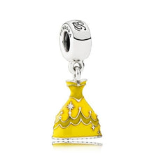 Load image into Gallery viewer, Pandora Ster Silver Belle&#39;s Dark Yellow Dress Disney Princess Dangle 791576enmx
