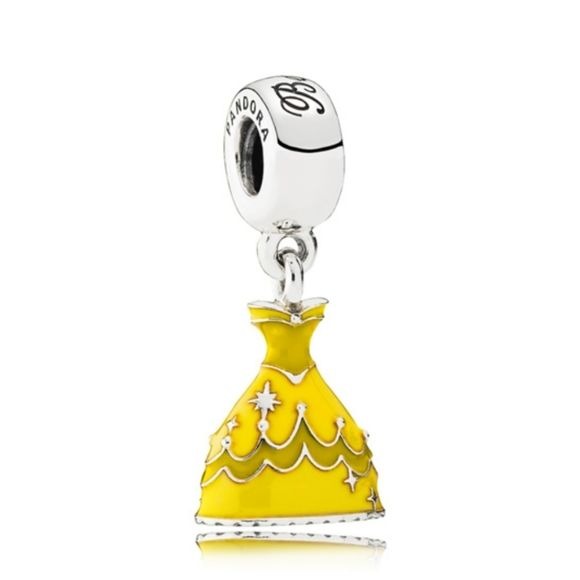 Pandora Ster Silver Belle's Dark Yellow Dress Disney Princess Dangle 791576enmx