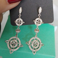 Load image into Gallery viewer, Sterling Silver Double Halo Circle Celtic Cross Post Earrings
