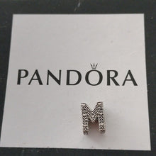 Load image into Gallery viewer, Pandora Sterling Silver Open Letter M Alphabet Charm with Heart Pattern - 797467
