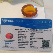 Load image into Gallery viewer, 55.35 Carat Orange Topaz Fancy Oval Gemstone GIL Certified
