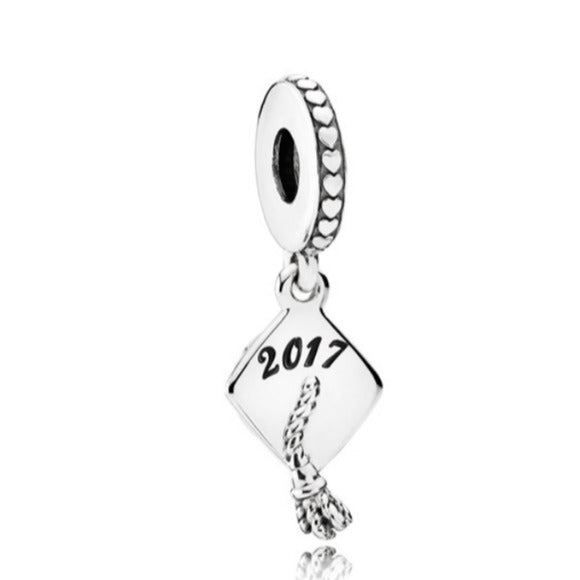 Pandora 2017 Engraved Graduation Hat Cap 791892 Sterling Silve…