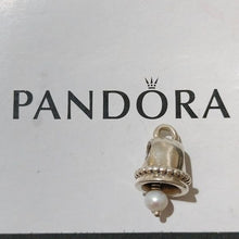 Load image into Gallery viewer, Pandora Sterling Silver Christmas or Wedding Bell with Pearl Dangle - 790517p
