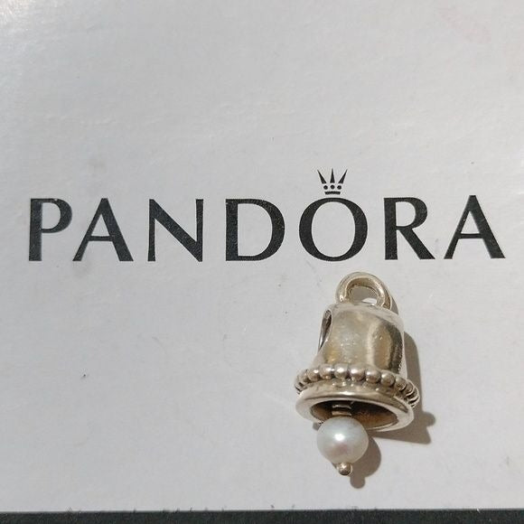 Pandora Sterling Silver Christmas or Wedding Bell with Pearl Dangle - 790517p