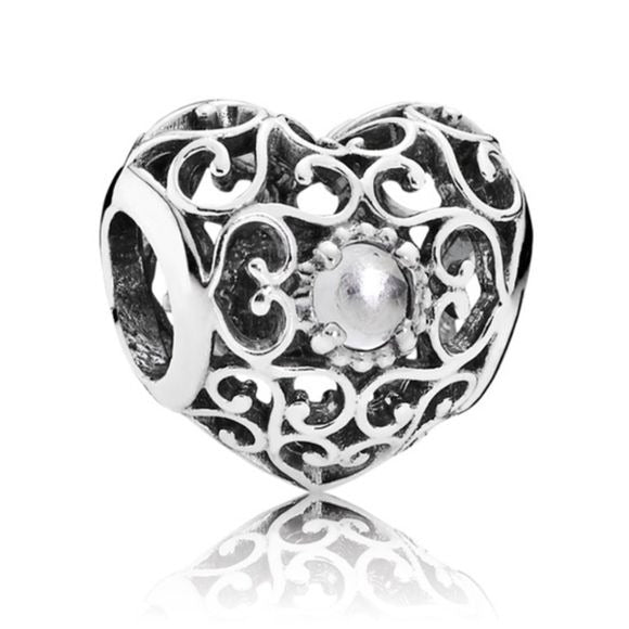 Pandora Sterling Silver April Signature Birthstone Heart Charm -791784rc