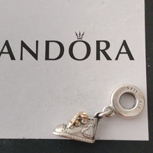 Load image into Gallery viewer, Pandora Sterling Silver + 14K Gold Baby Shoe Family Dangle Charm - 799075c00
