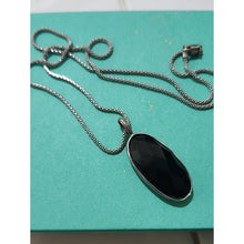 Load image into Gallery viewer, Black Faceted Oval Pendant on Sterling Silver 18"  Necklace

