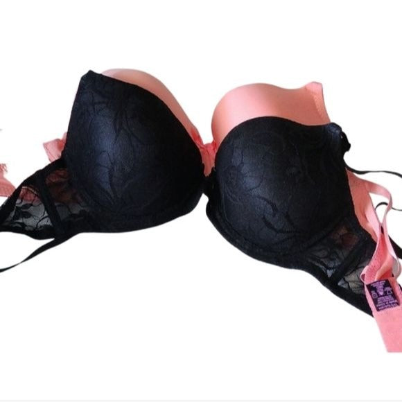 Icy Hot Lingerie Underwire Bras, Set of 2, Black + Peach, 38E (DD)