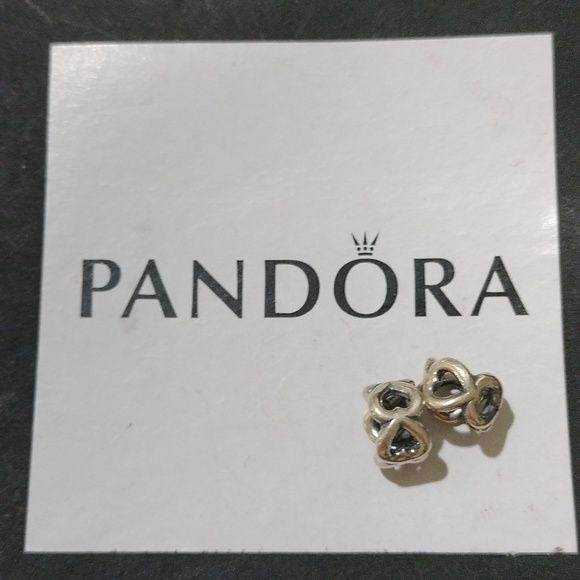 Pandora Retired Sterling Silver Open Heart Spacer - 790454, Set of 2