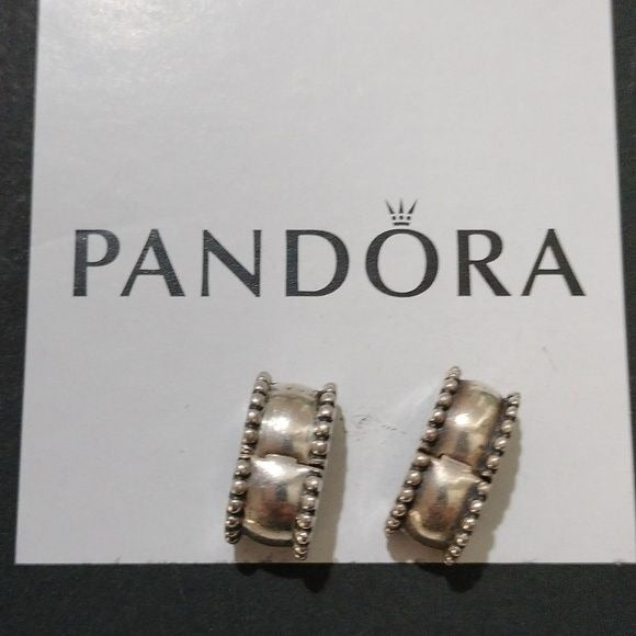 Pandora Beveled Clip Charm 925 ALE 790267, Set of 2