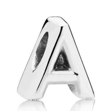 Load image into Gallery viewer, Pandora Sterling Silver Open Letter A Alphabet Charm with Heart Pattern - 797455
