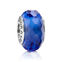 Load image into Gallery viewer, Pandora Sterling Silver Blue Fascinating Faceted Murano Glass Bead - 791067
