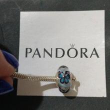 Load image into Gallery viewer, Pandora Retired Sterling Silver Blue Butterfly Kisses Murano Glass Bead - 791622
