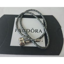 Load image into Gallery viewer, Pandora Retired Double Gray Leather Bracelet with Pandora Clasp - 590705CGY-D 13
