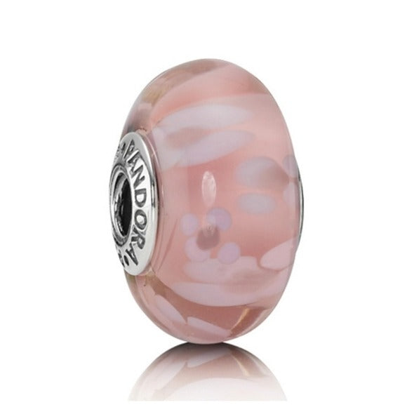 Pandora Retired Large Murano Glass Pink Blossoms Bead - 790753