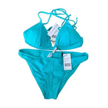 Load image into Gallery viewer, BCBGeneration Banded Tri Top + Hipster Bikini Bottom Set, Aqua, Small

