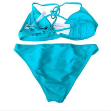 Load image into Gallery viewer, BCBGeneration Banded Tri Top + Hipster Bikini Bottom Set, Aqua, Small
