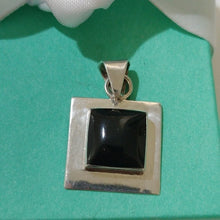 Load image into Gallery viewer, Sterling Silver &amp; Onyx Square Pendant Mexico
