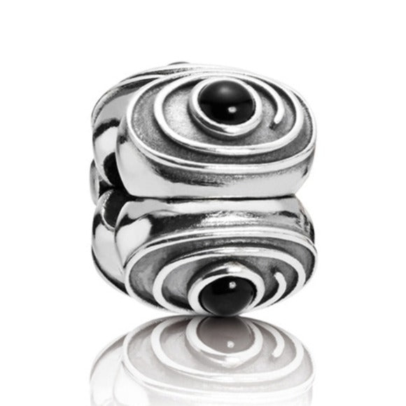 Pandora Retired Sterling Silver Hypnotize Clip with Onyx. - 790560ON