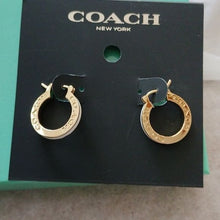 Load image into Gallery viewer, Coach F73021 HUGGIE EARRINGS Enamel GOLD/CHALK
