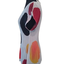 Load image into Gallery viewer, Milano Large Polka Dot Pleat Texture Career Blouse, White Multicolor, Size Large
