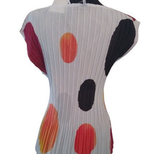 Load image into Gallery viewer, Milano Large Polka Dot Pleat Texture Career Blouse, White Multicolor, Size Large
