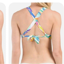 Load image into Gallery viewer, La Blanca Women's Keyhole Banded Push-Up Bra Bikini Top, Wild Tropics, size 10
