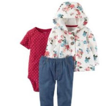 Load image into Gallery viewer, Carter&#39;s 3-Pc. Hooded Cardigan, Bodysuit &amp; Jeggings Set, Floral White, Newborn

