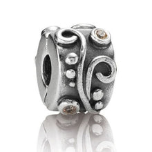 Load image into Gallery viewer, Pandora Retired Sterling Silver Tendril Clip with Champagne Zirconia - 790380CCZ
