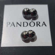 Load image into Gallery viewer, Pandora Retired Sterling Silver + Black Rhodium Sphere Clips, Set Of 2- 791000BR
