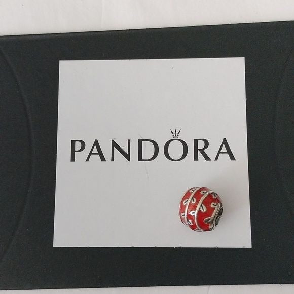 Pandora Retired Sterling Silver Red Enamel Vines Bead - 790525EN