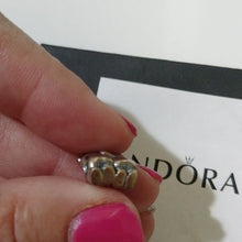 Load image into Gallery viewer, Pandora Sterling Silver and 14K Gold Bear Hug Animal Bead with Heart - 791395
