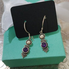 Load image into Gallery viewer, Sterling Silver+ Amethyst Dangle Earrings
