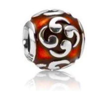 Load image into Gallery viewer, Pandora Red Orange Zen Charm Bead 790491en14 Sterling Silver ALE…
