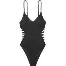 Load image into Gallery viewer, PINK Victoria's Secret STRAPPY SIDE RIBBED ONE-PIECE, Black, Size XL
