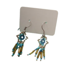 Load image into Gallery viewer, Navajo Elder Handmade Beaded Silver Gold Flower Dream Catcher Earrings
