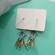 Load image into Gallery viewer, Navajo Elder Handmade Beaded Silver Gold Flower Dream Catcher Earrings
