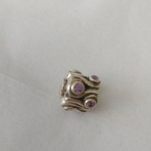 Load image into Gallery viewer, Pandora Retired Sterling Silver Ocean Wave Bead w/Amethyst Zirconia - 790369ACZ
