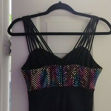 Load image into Gallery viewer, All That Jazz Long Black Strappy Black Dress with Rainbow Sequins, Size 5/6
