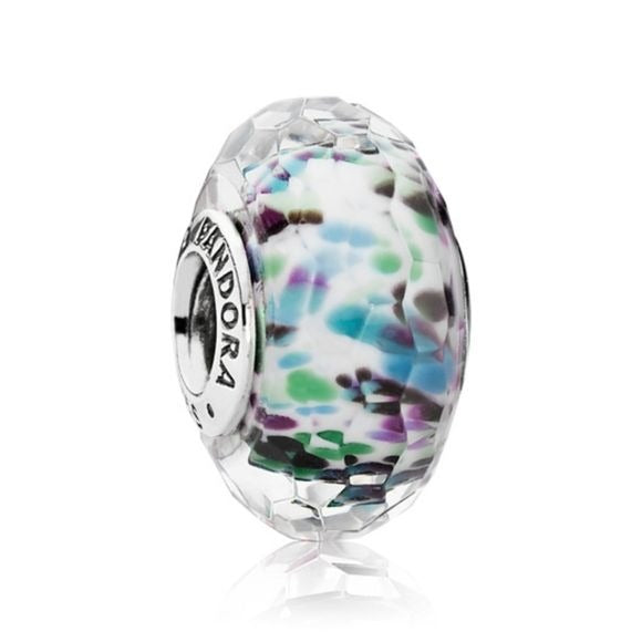 Pandora Sterling Silver Multi-Color Sea Glass Faceted Murano Glass Bead 791610