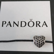 Load image into Gallery viewer, Pandora Sterling Silver Pave Heart Bead with Black Nano Crystals - 791052nck
