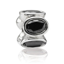 Load image into Gallery viewer, Pandora Retired Sterling Silver with Black Zirconia Oval Lights Bead - 790311CZK
