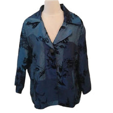 Load image into Gallery viewer, Susan Graver Floral Blazer, Multicolor Dark Teal, Size  Large
