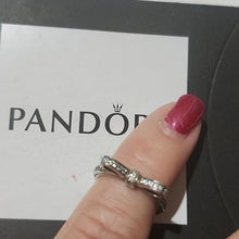 Load image into Gallery viewer, Pandora Sterling Silver Sparkling Bow Ring w/Clear Zirconia - 190906CZ Size 4.5
