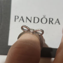 Load image into Gallery viewer, Pandora Sterling Silver Sparkling Bow Ring w/Clear Zirconia - 190906CZ Size 4.5
