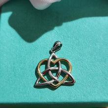 Load image into Gallery viewer, Elegant 14k Gold and Sterling Silver Celtic Knot Heart Pendant
